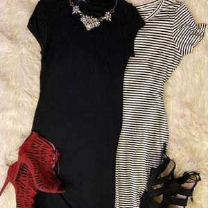 Black Midi Dress with crewneckline- VIBE